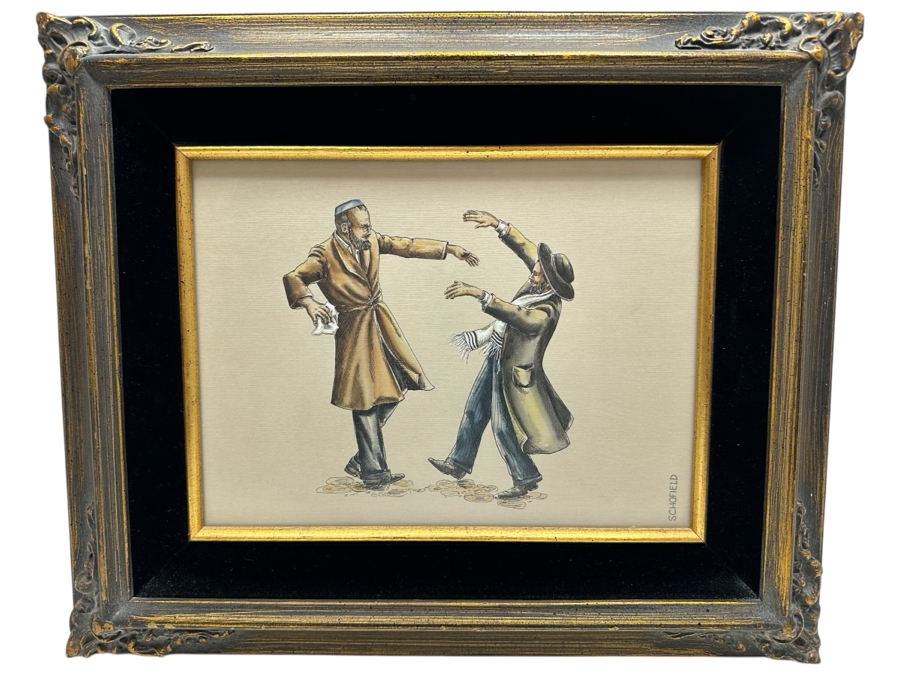 Mildred Schofield Original Pen & Ink Drawing Titled 'The Hasidic Dancers' 12 X 9 Framed 18 X 15 [Photo 2]