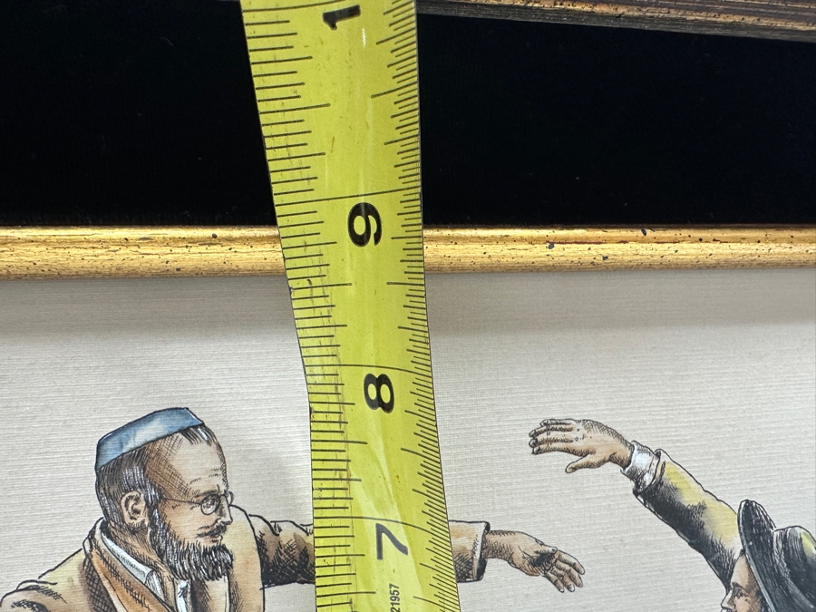 Mildred Schofield Original Pen & Ink Drawing Titled 'The Hasidic Dancers' 12 X 9 Framed 18 X 15 [Photo 11]