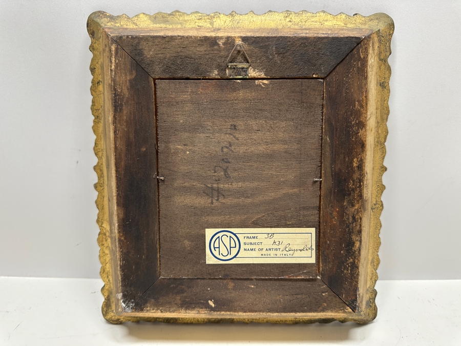 Vintage Italian Artist Embellished Portrait Print In Italian Wooden Frame 9W X 10H [Photo 7]