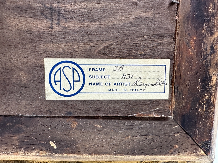 Vintage Italian Artist Embellished Portrait Print In Italian Wooden Frame 9W X 10H [Photo 8]