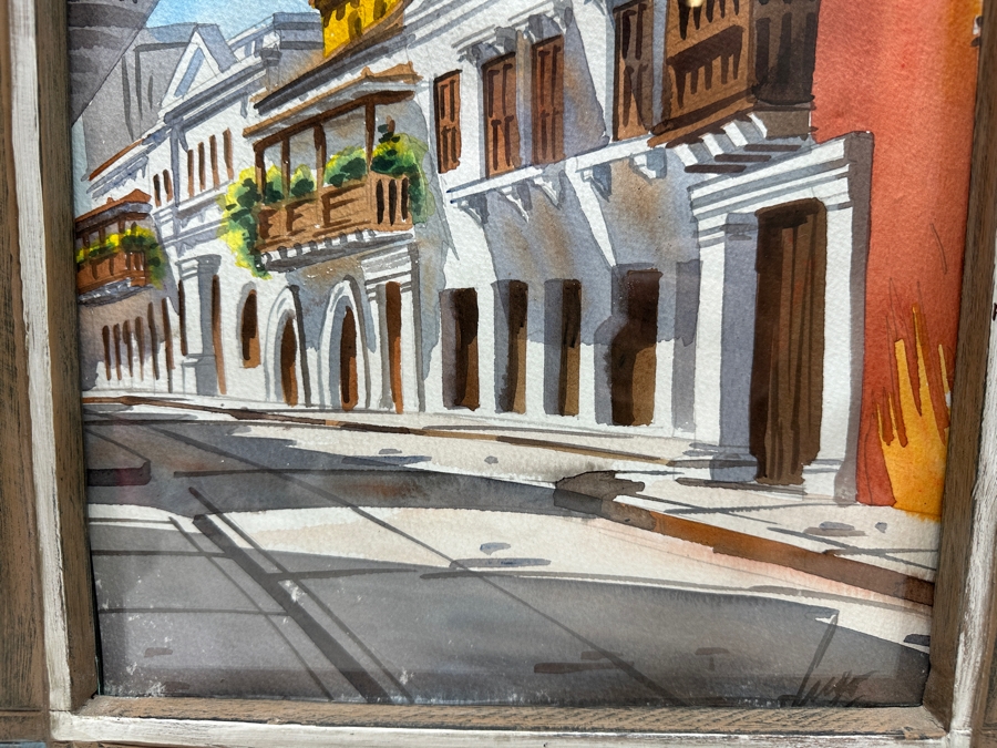 Original Colorful Watercolor Painting On Paper 11 X 14 In Hand Painted Wooden Frame 17.5 X 20.5 [Photo 6]