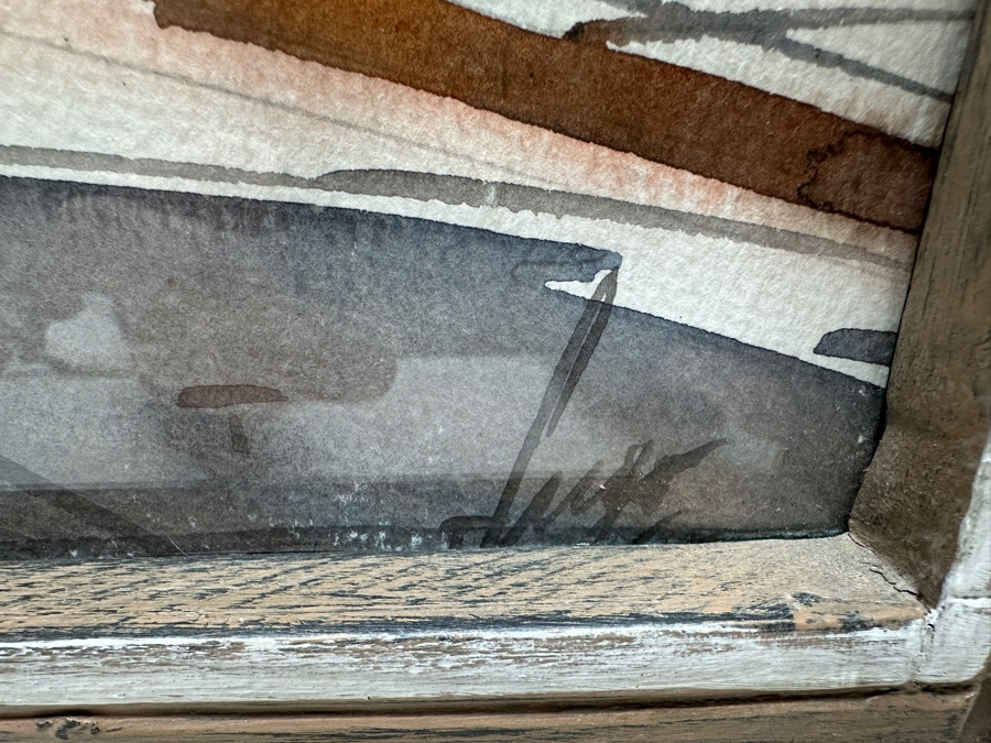 Original Colorful Watercolor Painting On Paper 11 X 14 In Hand Painted Wooden Frame 17.5 X 20.5 [Photo 7]