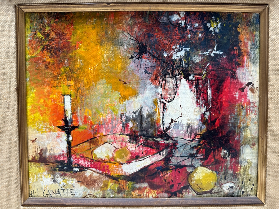 Original Mid-Century Painting On Canvas Signed Cayatte 10 X 8 Framed 16 X 14 [Photo 3]