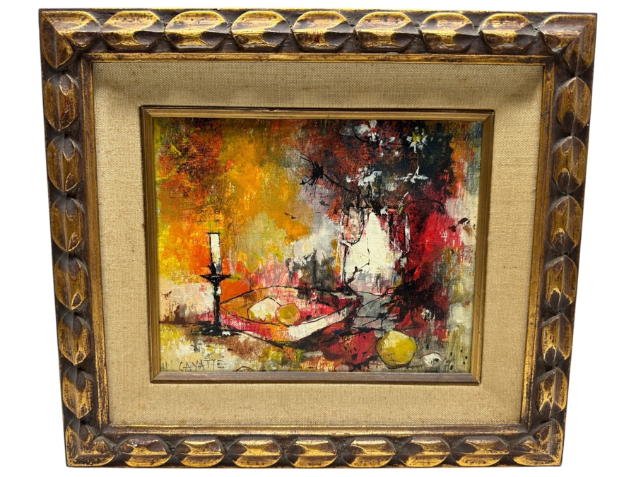 Original Mid-Century Painting On Canvas Signed Cayatte 10 X 8 Framed 16 X 14 [Photo 2]