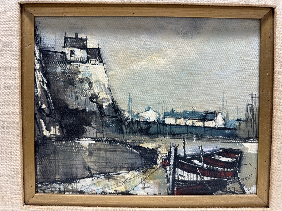 Small Original Mid-Century Oil Painting On Canvas Unsigned In The Manner Of M. Edward Griff (Measurements Coming) [Photo 3]