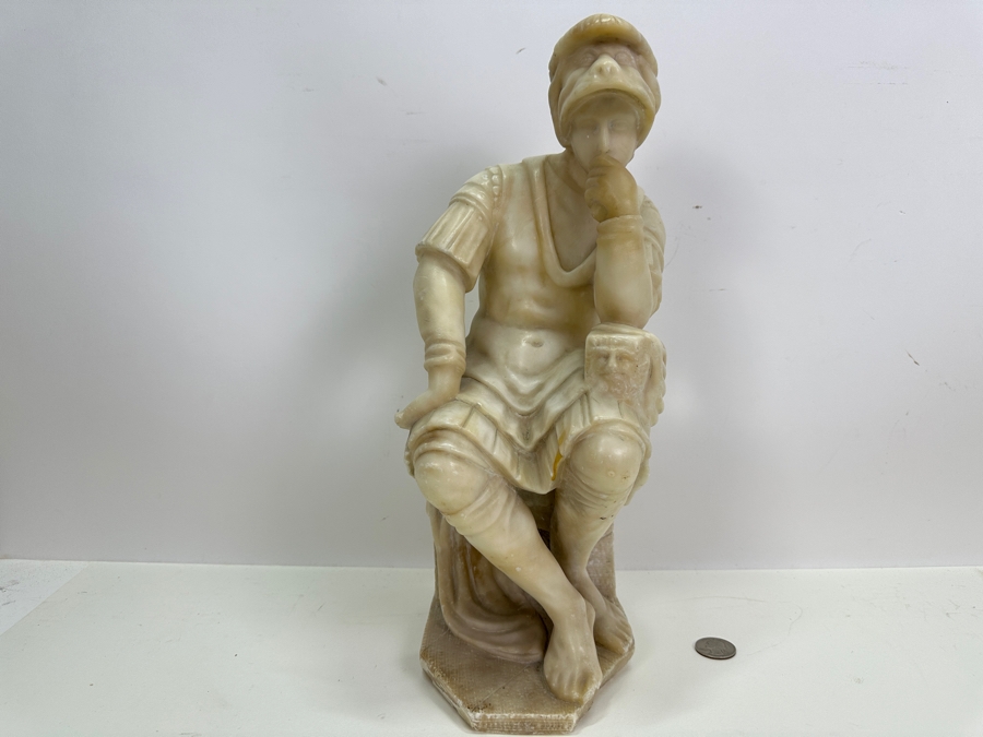 Carved Stone Statue Of Lorenzo De' Medici After Michelangelo 6.5W X 5D X 14.5H [Photo 3]
