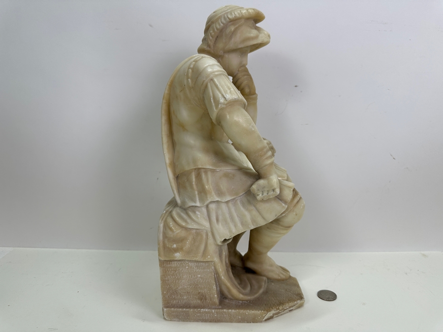 Carved Stone Statue Of Lorenzo De' Medici After Michelangelo 6.5W X 5D X 14.5H [Photo 12]