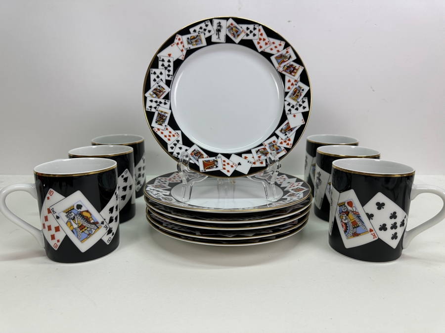 Tiffany & Co. (6) Playing Card Plates 7.75W And (6) Coffee Mugs [Photo 4]
