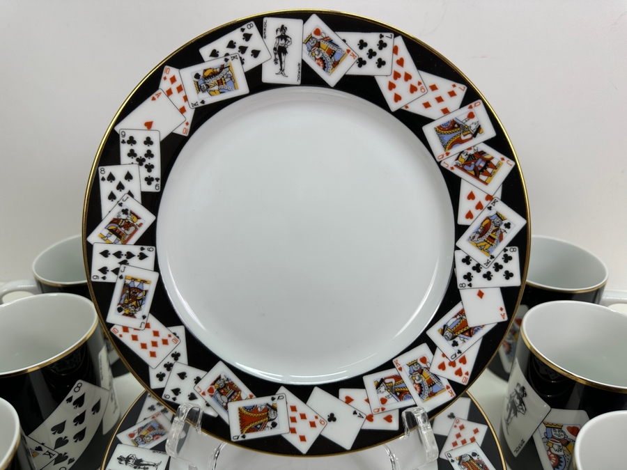 Tiffany & Co. (6) Playing Card Plates 7.75W And (6) Coffee Mugs [Photo 2]