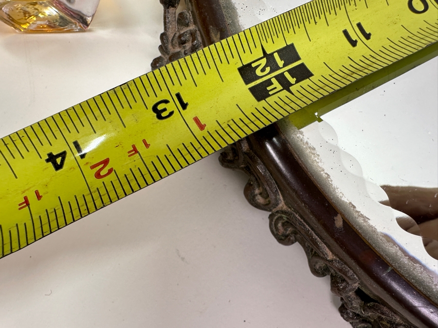 Vintage 13' Circular Vanity Mirror Tray With Perfume: Tresor Lancome Paris, Poeme Lancome Paris And New Giorgio Beverly Hills [Photo 8]