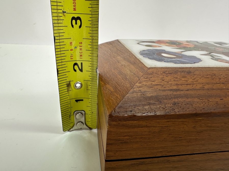 Inlaid Semi Precious Stone Top Wooden Box From India 6W X 5D X 2.5H [Photo 7]