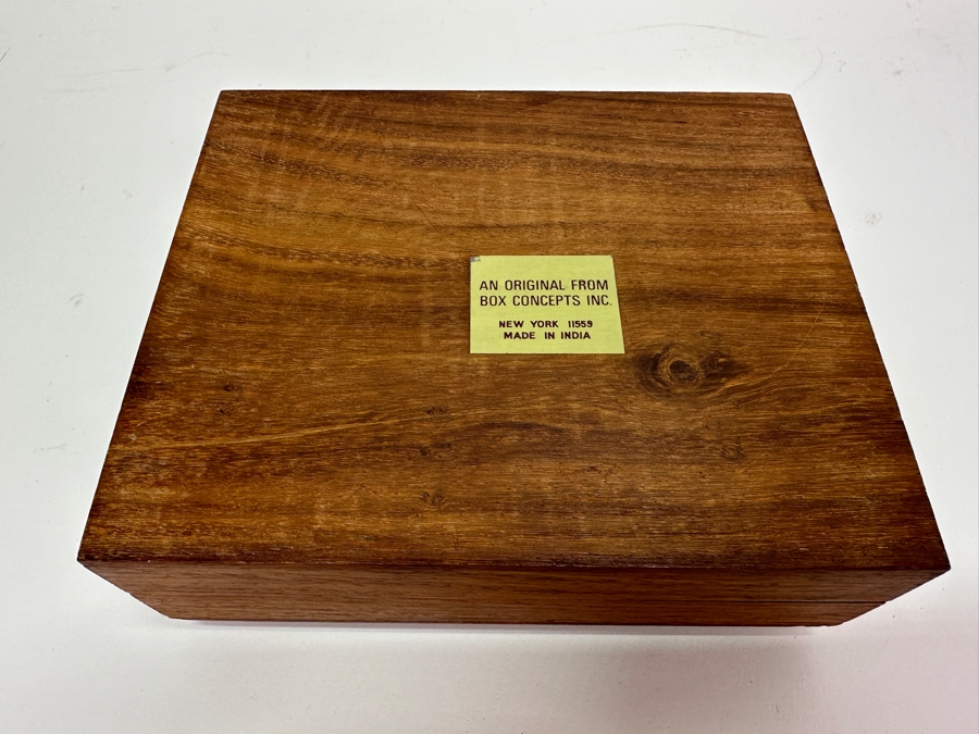 Inlaid Semi Precious Stone Top Wooden Box From India 6W X 5D X 2.5H [Photo 4]