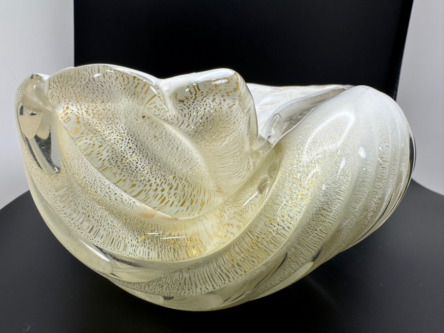 Vintage MCM Alfredo Barbini Bullicante Italian Murano Glass Seashell Form Bowl 8.5W X 5D X 3H [Photo 3]