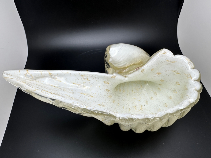 Vintage MCM Alfredo Barbini Bullicante Italian Murano Glass Seashell Form Bowl 8.5W X 5D X 3H [Photo 4]