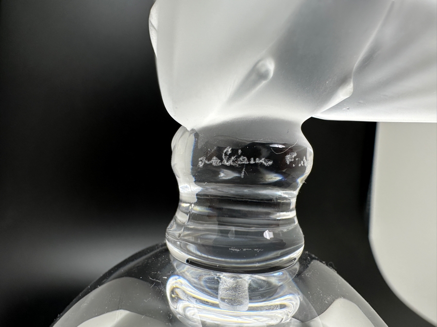 Lalique France Crystal Bell With Bird Finial Bells 5.5H [Photo 3]