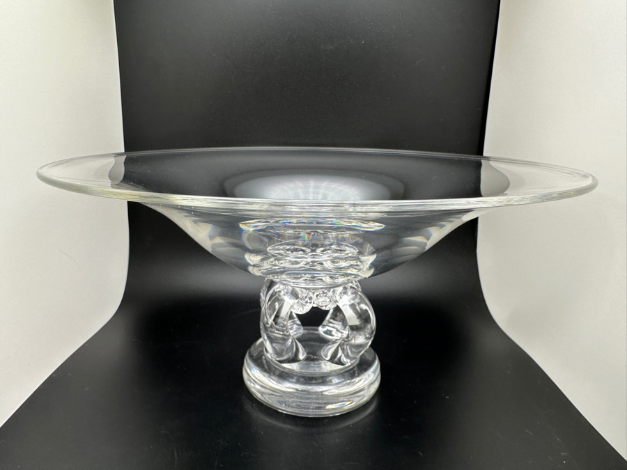 Steuben Crystal 10' Pedestal Bowl Signed [Photo 2]