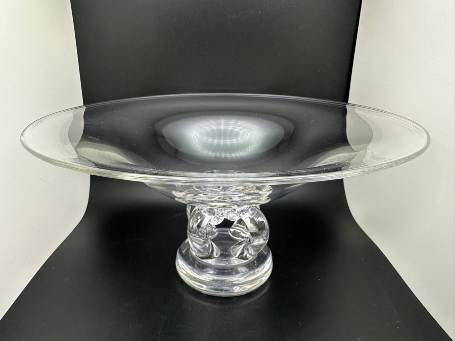 Steuben Crystal 10' Pedestal Bowl Signed [Photo 3]