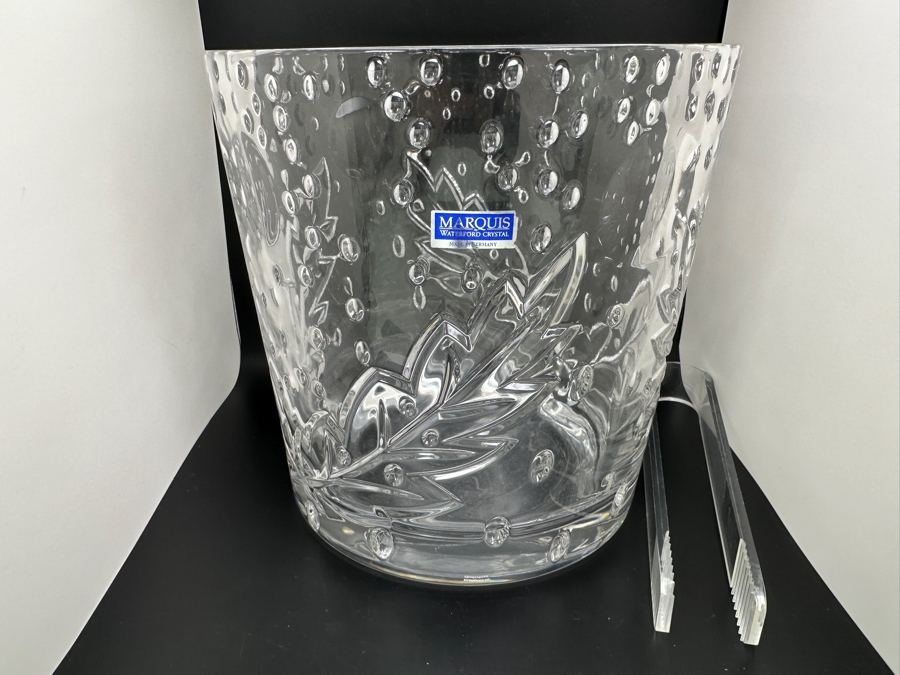 Waterford Crystal Marquis Ice Bucket With Acrylic Tongs 7.75W X 7.75H [Photo 2]