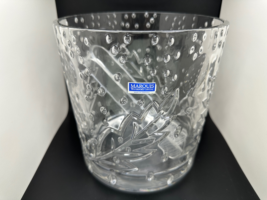 Waterford Crystal Marquis Ice Bucket With Acrylic Tongs 7.75W X 7.75H [Photo 5]