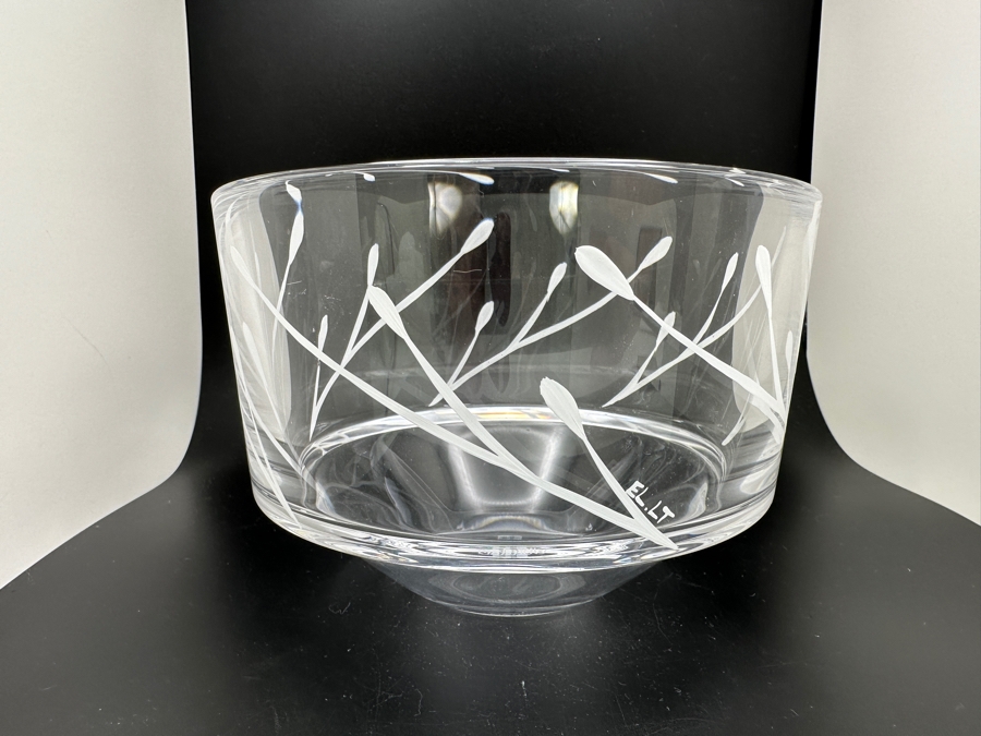 Orrefors Sweden Hand Painted 5.75' Crystal Bowl Artist Signed [Photo 4]