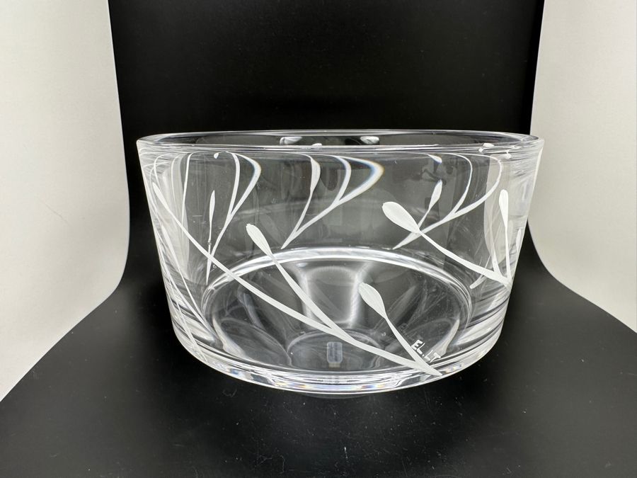 Orrefors Sweden Hand Painted 5.75' Crystal Bowl Artist Signed [Photo 3]