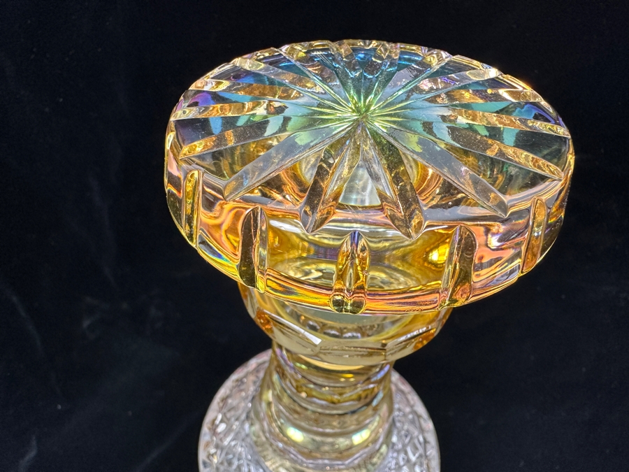 Vintage West Germany Amber To Clear Glass Crystal Decanter With Stopper 11.5H [Photo 3]