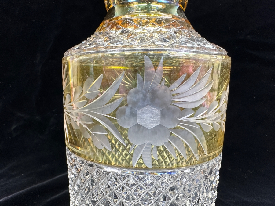 Vintage West Germany Amber To Clear Glass Crystal Decanter With Stopper 11.5H [Photo 2]