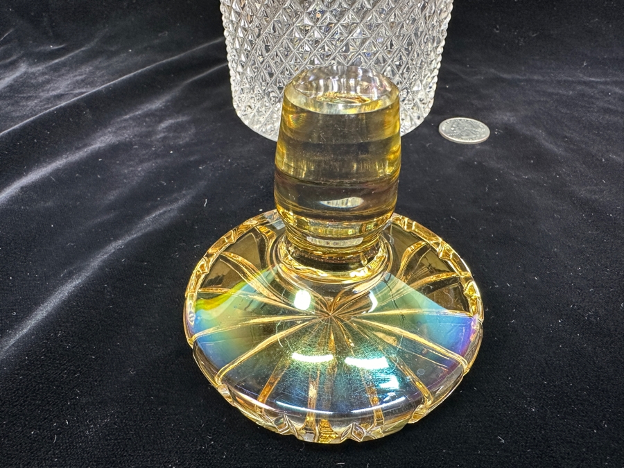 Vintage West Germany Amber To Clear Glass Crystal Decanter With Stopper 11.5H [Photo 4]