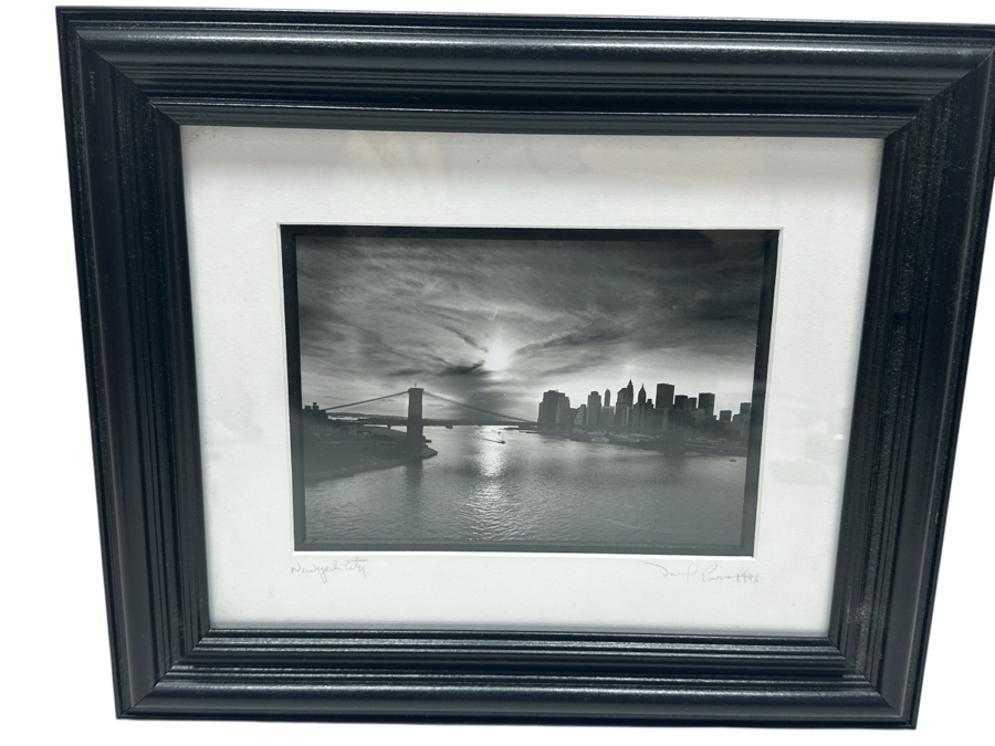 Dan Powers B&W Photograph Of The Brooklyn Bridge, New York City 7 X 5 Hand Signed And Dated 1996 Lower Right In Matte Framed 12.5 X 10.5 [Photo 2]