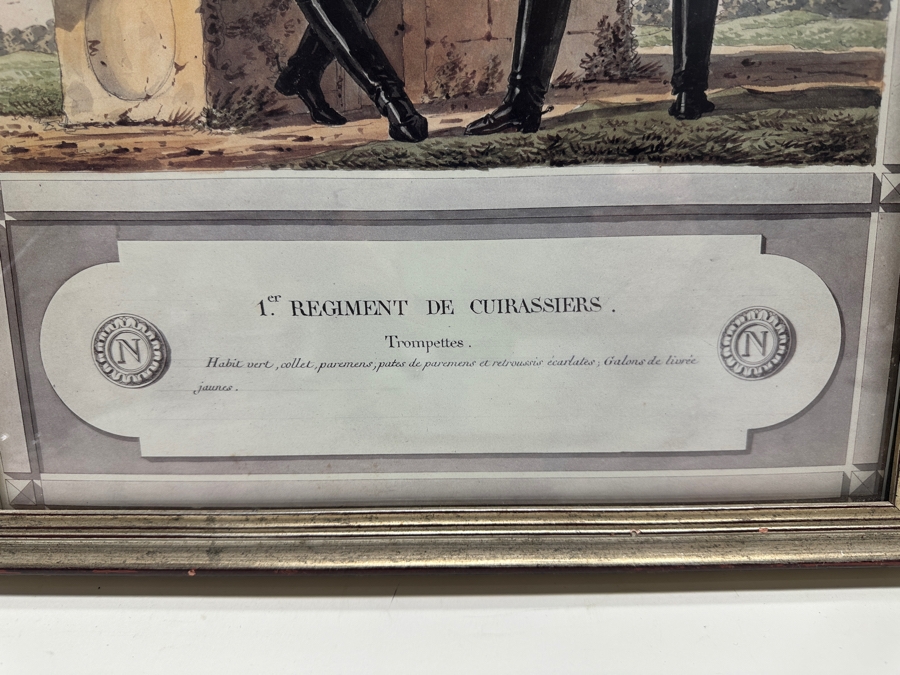 Pair Of Vintage French Soldier Prints With Red Stamp From The Library Of The War Depot Ministere De La Guerre Framed 14.5 X 20 [Photo 3]