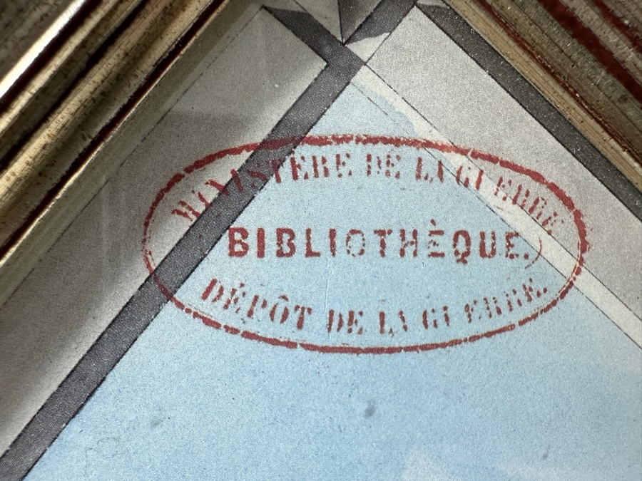 Pair Of Vintage French Soldier Prints With Red Stamp From The Library Of The War Depot Ministere De La Guerre Framed 14.5 X 20 [Photo 11]