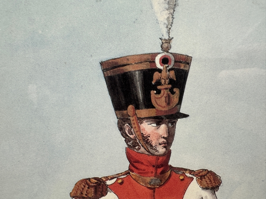 Pair Of Vintage French Soldier Prints With Red Stamp From The Library Of The War Depot Ministere De La Guerre Framed 14.5 X 20 [Photo 10]