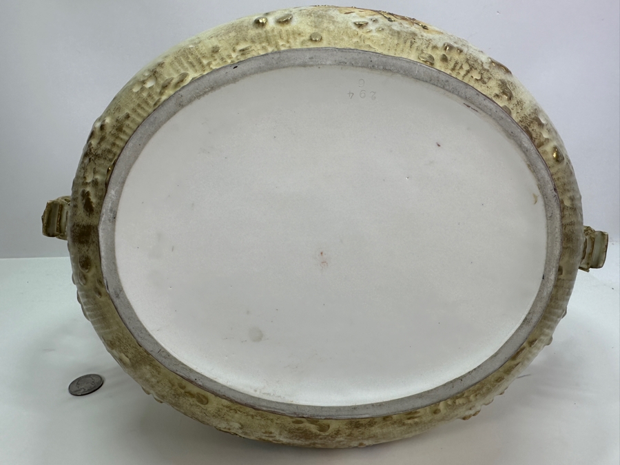 Antique Art Nouveau Hand Painted Porcelain Jardiniere 17W X 10D X 9.5H - See Photos For Several Chips [Photo 17]