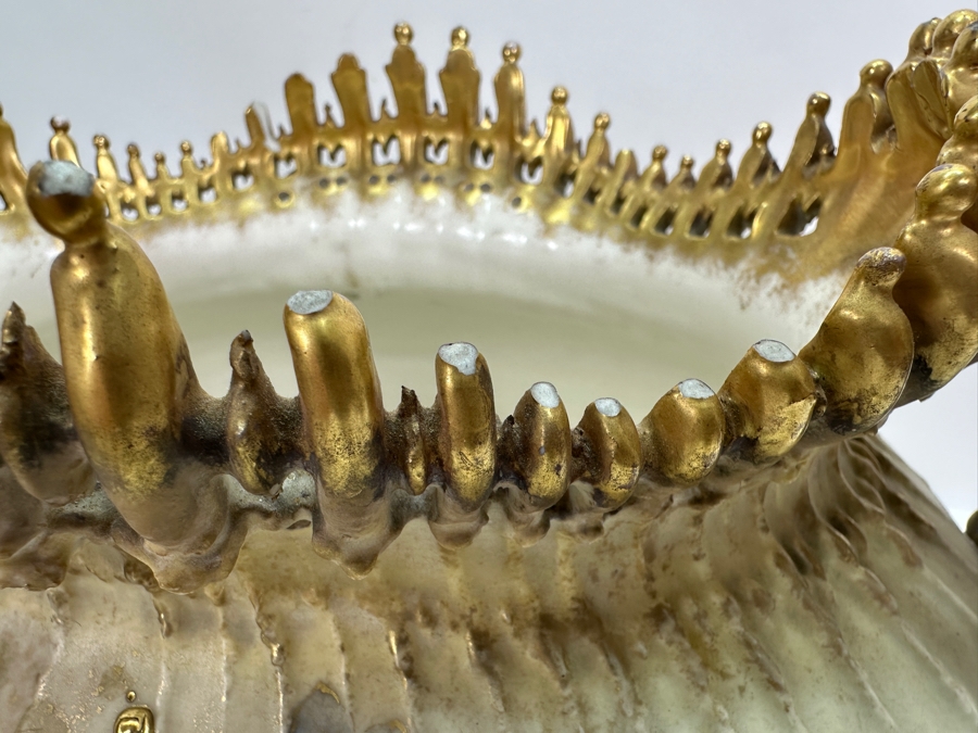 Antique Art Nouveau Hand Painted Porcelain Jardiniere 17W X 10D X 9.5H - See Photos For Several Chips [Photo 8]