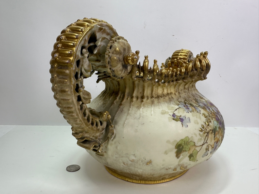 Antique Art Nouveau Hand Painted Porcelain Jardiniere 17W X 10D X 9.5H - See Photos For Several Chips [Photo 12]