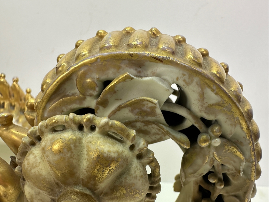 Antique Art Nouveau Hand Painted Porcelain Jardiniere 17W X 10D X 9.5H - See Photos For Several Chips [Photo 7]