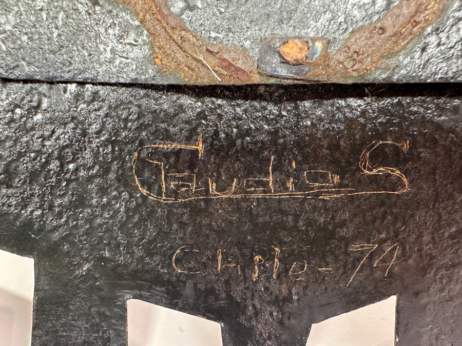 Vintage 1974 Artist Signed Metal Wall Mask From Chile 11W X 18H [Photo 7]