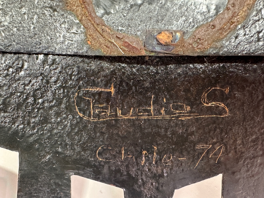 Vintage 1974 Artist Signed Metal Wall Mask From Chile 11W X 18H [Photo 6]