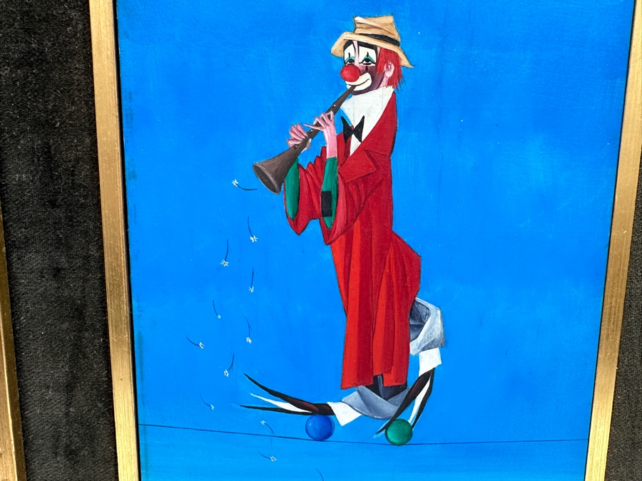 Just Added - Original Painting On Board Of A Clown Signed Terziano 7 X 14 [Photo 2]