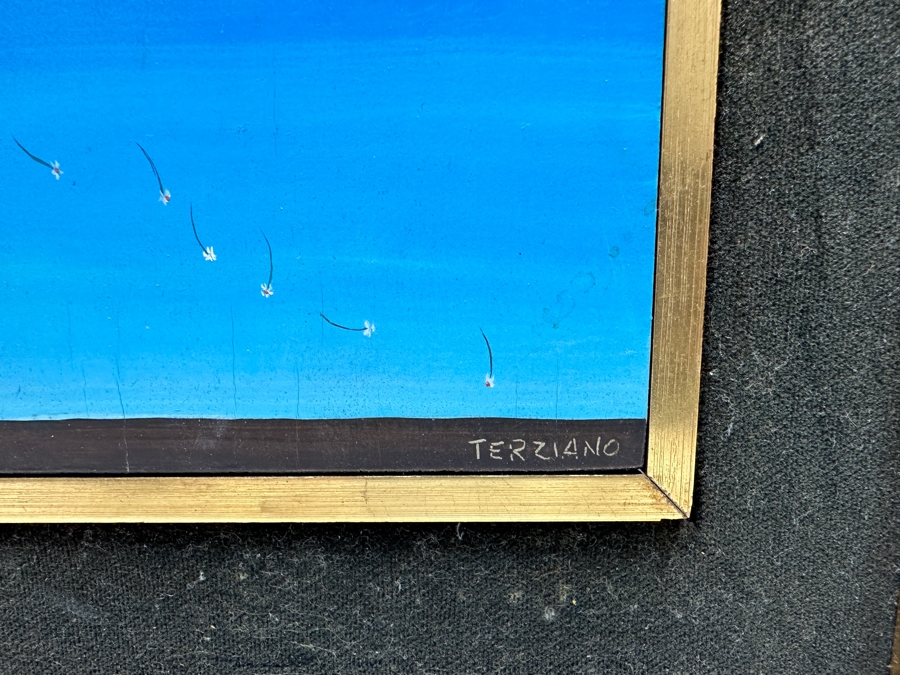 Just Added - Original Painting On Board Of A Clown Signed Terziano 7 X 14 [Photo 5]