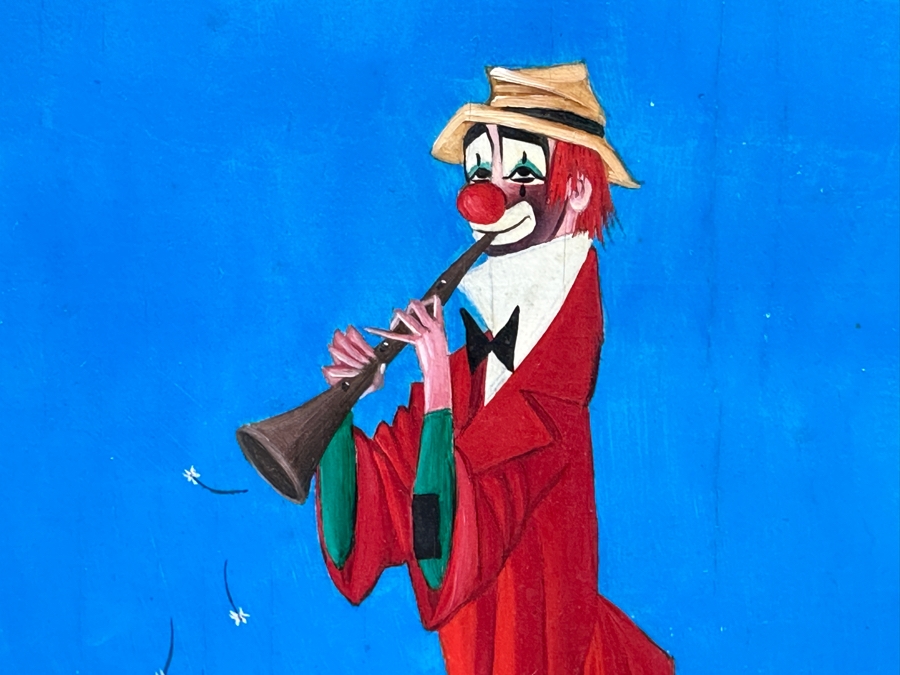 Just Added - Original Painting On Board Of A Clown Signed Terziano 7 X 14 [Photo 3]