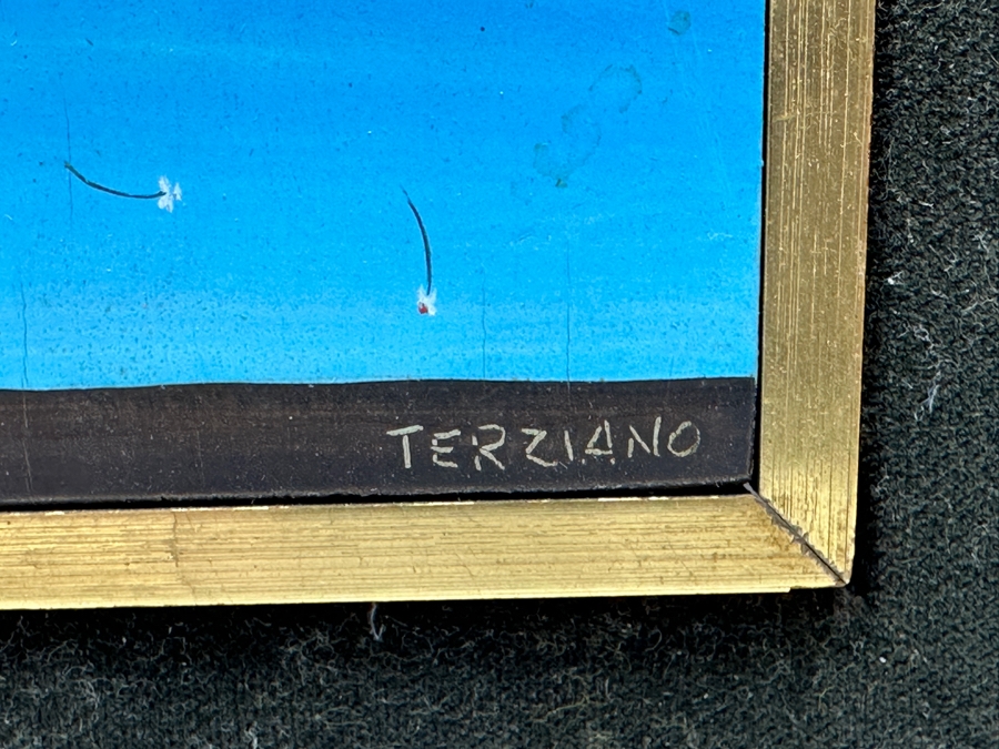 Just Added - Original Painting On Board Of A Clown Signed Terziano 7 X 14 [Photo 4]