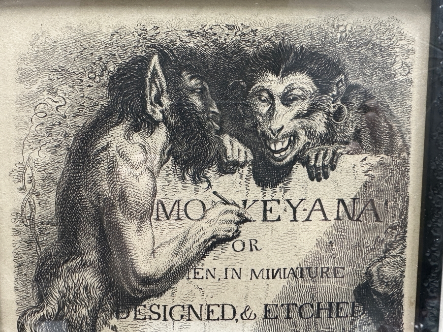 Title Page From Monkey-ana, Or Men In Miniature Engraving By Thomas Landseer 1827 7 X 8.5 Framed 15 X 16.5 [Photo 4]
