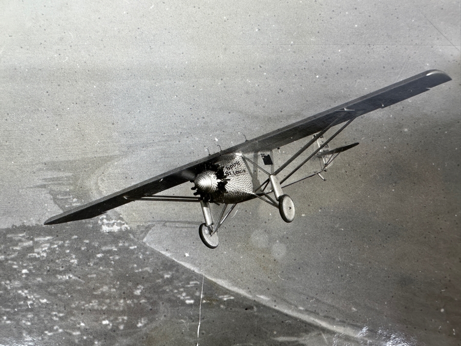 Vintage 1927 Original Historical B&W Underwood & Underwood Photograph Of The Ryan Monoplane ('Spirit Of St. Louis') Piloted By Captain Charles Lindbergh Flying Over San Diego In Prep Flight For 3,600-Mile Record Flight From New York To Paris 8.5 X 6.5 [Photo 4]