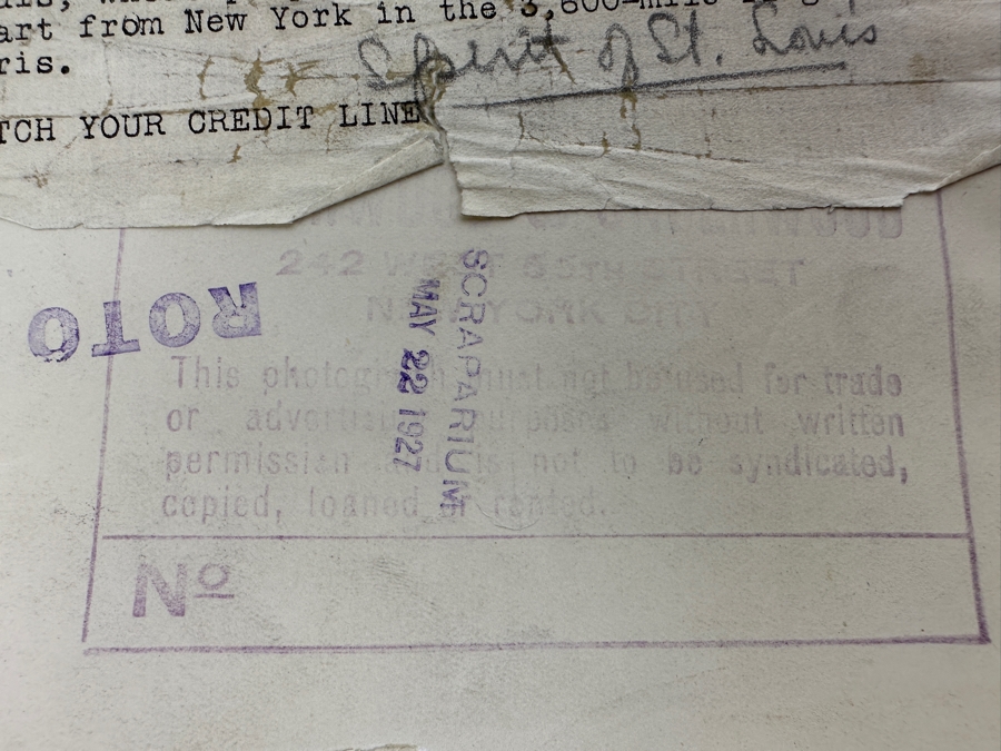 Vintage 1927 Original Historical B&W Underwood & Underwood Photograph Of The Ryan Monoplane ('Spirit Of St. Louis') Piloted By Captain Charles Lindbergh Flying Over San Diego In Prep Flight For 3,600-Mile Record Flight From New York To Paris 8.5 X 6.5 [Photo 10]