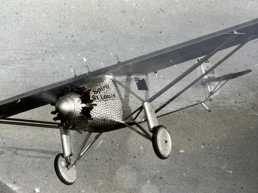 Vintage 1927 Original Historical B&W Underwood & Underwood Photograph Of The Ryan Monoplane ('Spirit Of St. Louis') Piloted By Captain Charles Lindbergh Flying Over San Diego In Prep Flight For 3,600-Mile Record Flight From New York To Paris 8.5 X 6.5 [Photo 6]