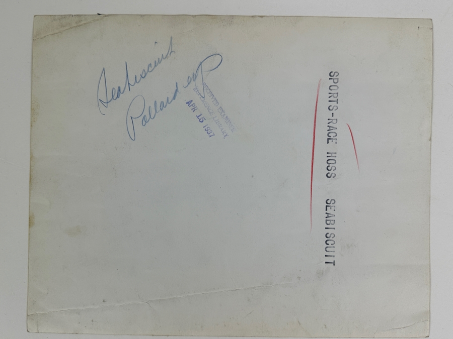 Just Added - Vintage 1937 Original B&W Photograph Of Seabiscuit And Red Pollard Horse Racing 10 X 8 [Photo 4]