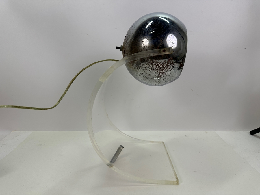 Vintage 1970s Arched Lucite & Chrome Table Lamp By Robert Sonneman 8W X 8.5D X 16H [Photo 6]