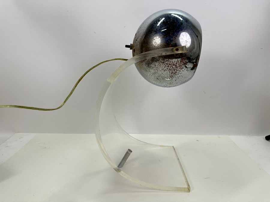 Vintage 1970s Arched Lucite & Chrome Table Lamp By Robert Sonneman 8W X 8.5D X 16H [Photo 7]