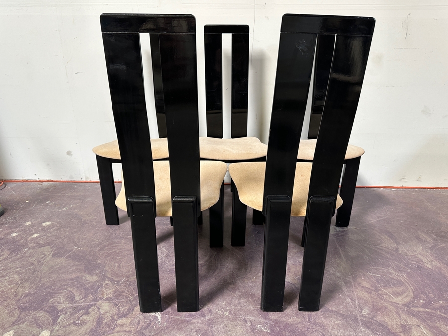 Set Of Five Italian Black Lacquer Dining Chairs By Designer Pietro Costantini For Ello 18W X 17D X 40H [Photo 7]